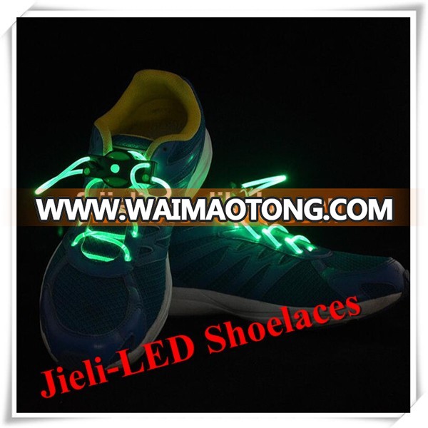 Jieli luminous shoe laces led shinning shoelace with battery